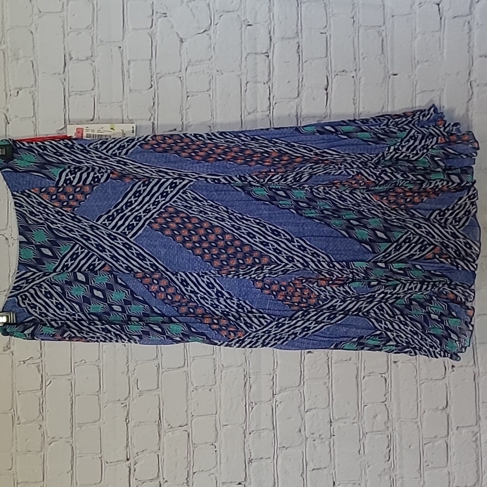 NEW Blue Green Size 4P Patterned Midi Skirt Accordian Pleated Ruby Rd
